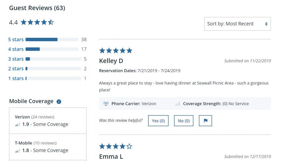 Screen shot of Guest Reviews